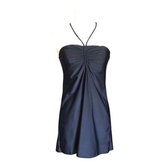 Andie NWT Waikiki Coverup Ruched Gathering Halter Bandeau Dress Black Small - Picture 2 of 13